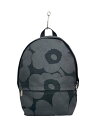 【中古】marimekko◆リュック/コットン/BLK/花柄/047583【バッグ】