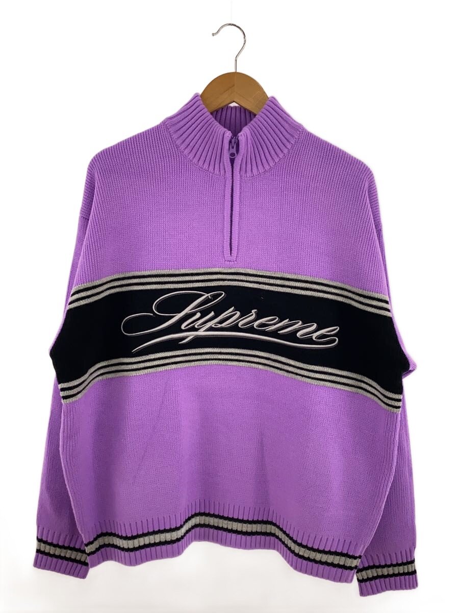Supreme◆25AW/Script Stripe Half Zip Sweater/L/アクリル/パープル