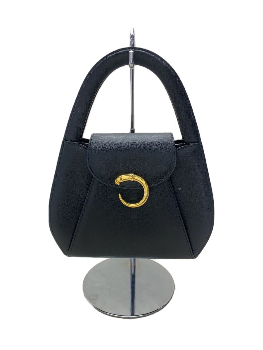 CARTIER - 【中古】Cartier◆パンテール/ハンドバッグ/レザー/ブラック/汚れ有【バッグ】