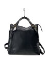 【中古】less◆トートバッグ/レザー/BLK【バッグ】