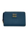 【中古】MIU MIU◆2つ折り財布/レザー/ブルー/無地/レディース//【服飾雑貨他】