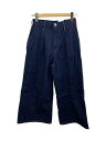【中古】upper hights◆ワイドパンツ/22/コットン/BLU/無地【レディースウェア】