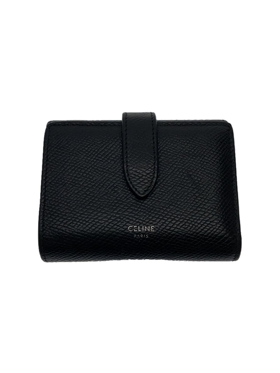 【中古】CELINE◆3つ折り財布/レザー/BLK/レディース【服飾雑貨他】