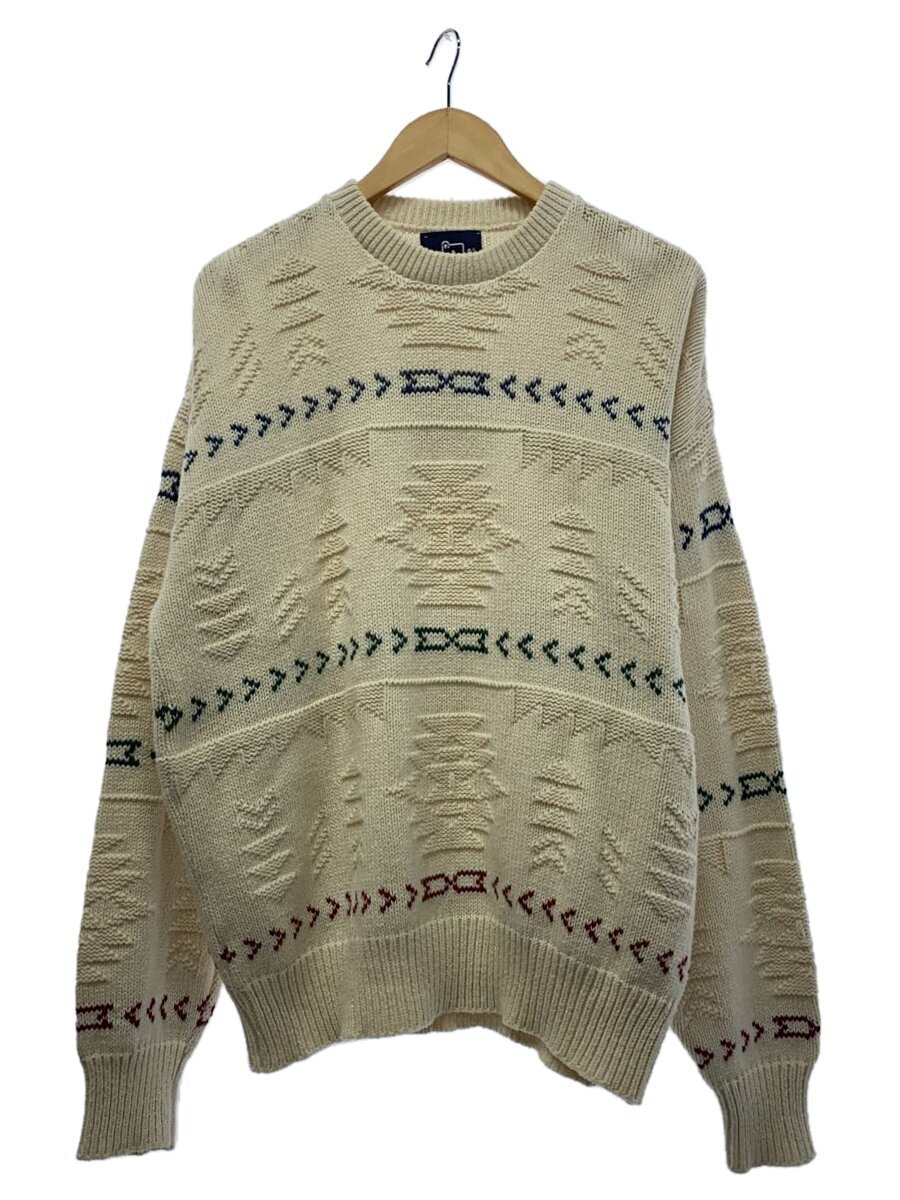 【中古】Woolrich◆80s/紺タグ/USA製/ニット・セーター(厚手)/XL/コットン/WHT【メンズウェア】