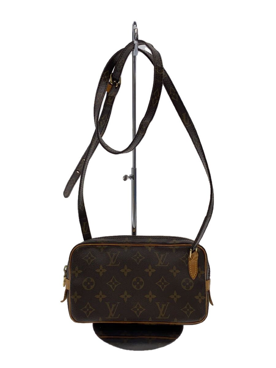【中古】LOUIS VUITTON◆ポシェット・マルリー・バンドリエール_モノグラム・キャンバス_BRW/PVC/BRW【バッグ】