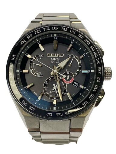 【中古】SEIKO◆ソーラー腕時計/--/ステンレス/BLK/GRY/8X53-0AV0-2【服飾雑貨他】 【中古】SEIKO◆ソーラー腕時計/--/ステンレス/BLK/GRY/8X53-0AV0-2【服飾雑貨他】