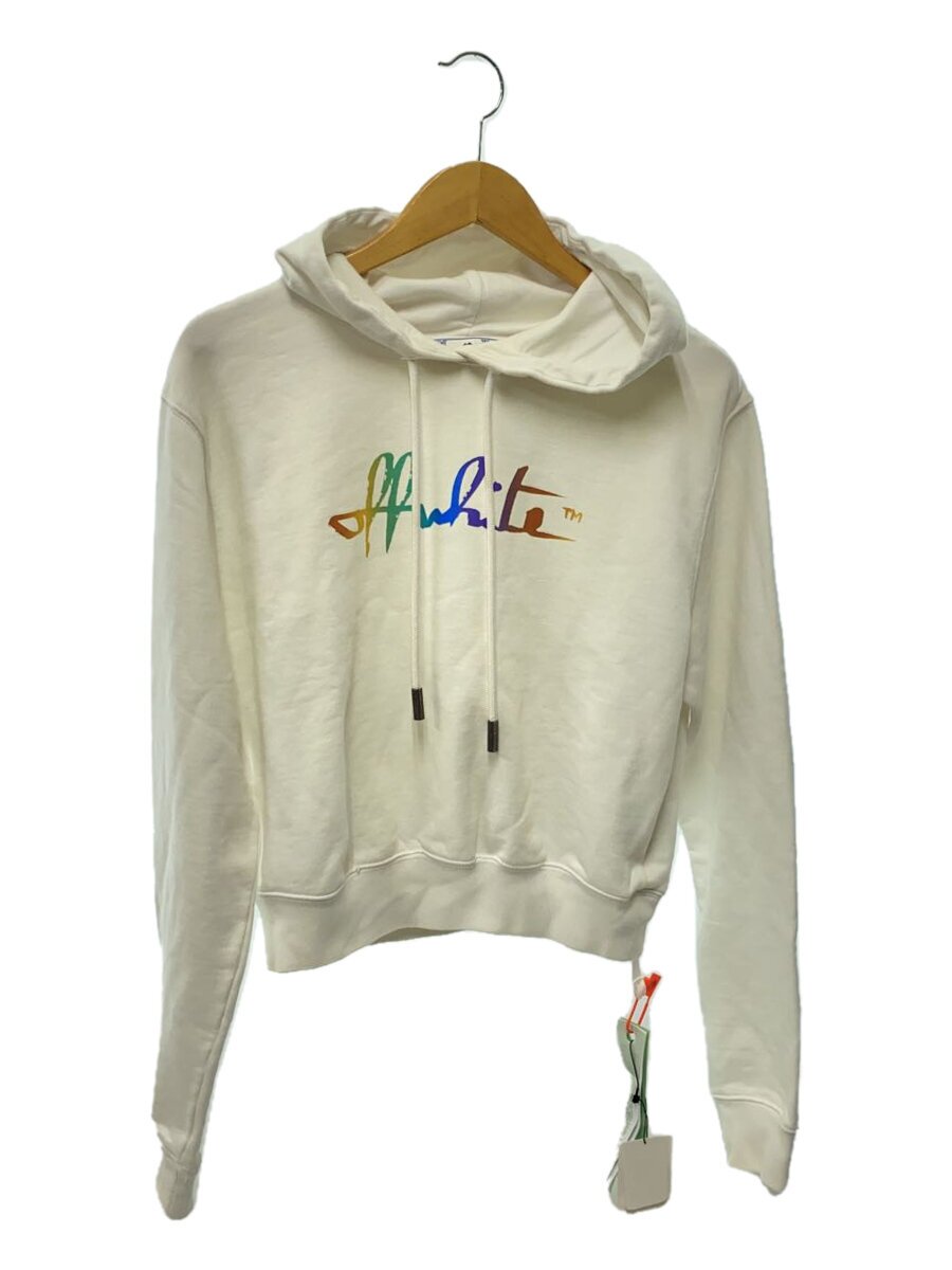 【中古】OFF-WHITE◆I/Rainbow Logo Hoodie/パーカー/XS/コットン/WHT/無地//【レディースウェア】