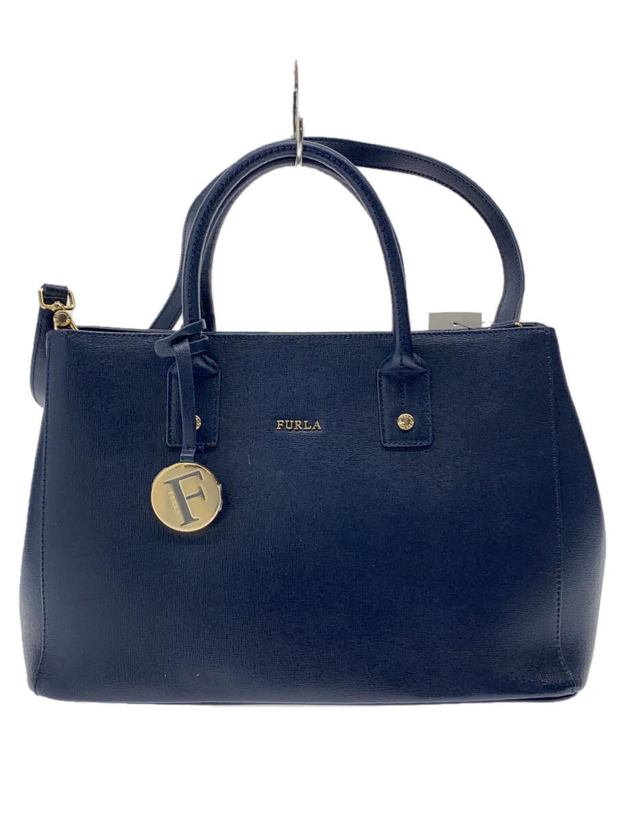 【中古】FURLA◆ショルダーバッグ/--/NVY/無地/2WAY/ハンドバック【バッグ】