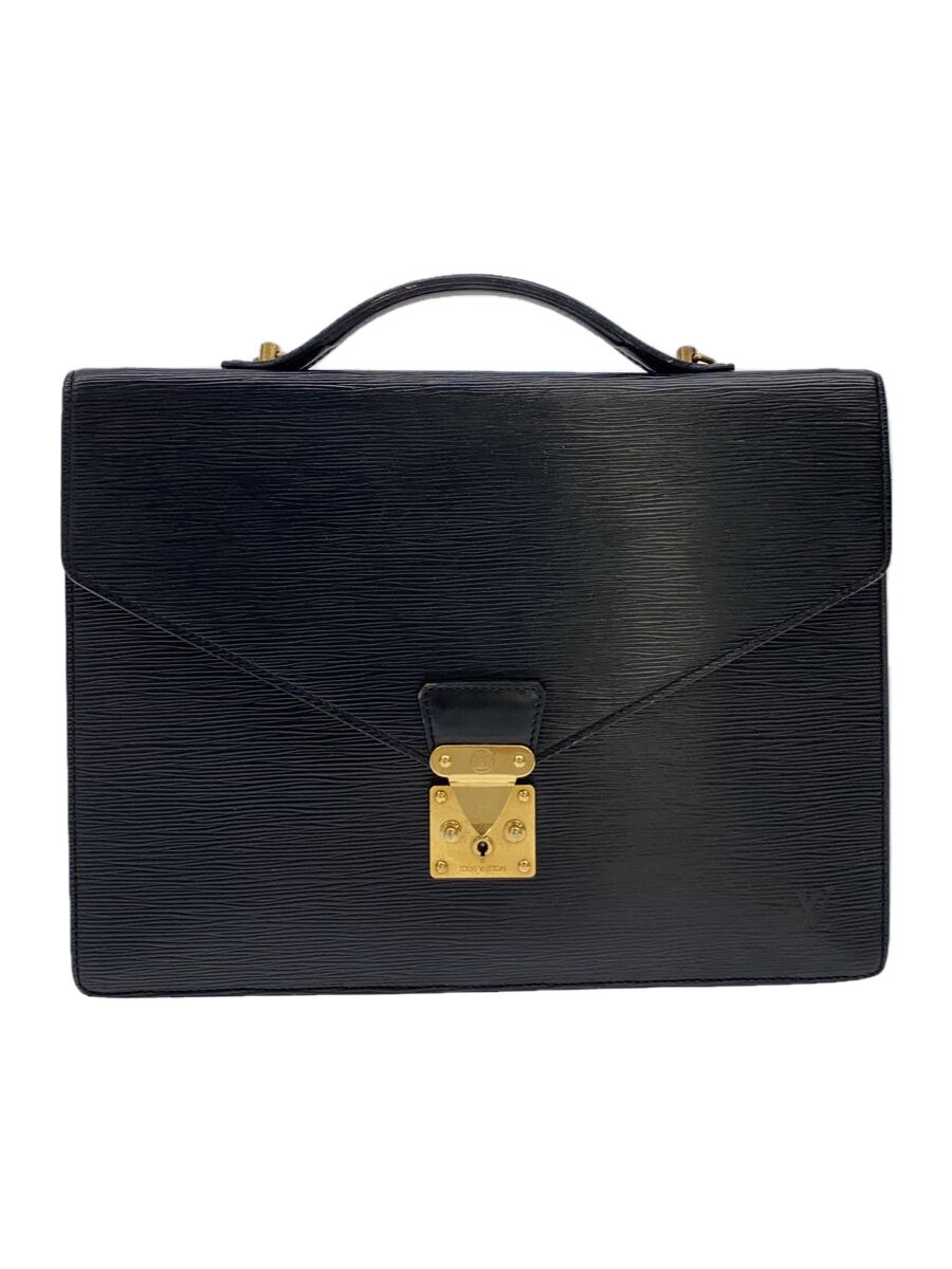 【中古】LOUIS VUITTON◆ポルト・ドキュマン・バンドリエール_エピ/PVC/BLK/無地/M54462//【バッグ】