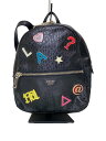 【中古】GUESS◆リュック/ブラック/総柄【バッグ】