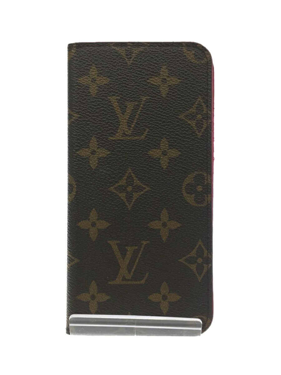 【中古】LOUIS VUITTON◆iphone8+・フォリオ(7+にも対応)_モノグラム_BRW/PVC/BRW/レディース【服飾雑貨他】