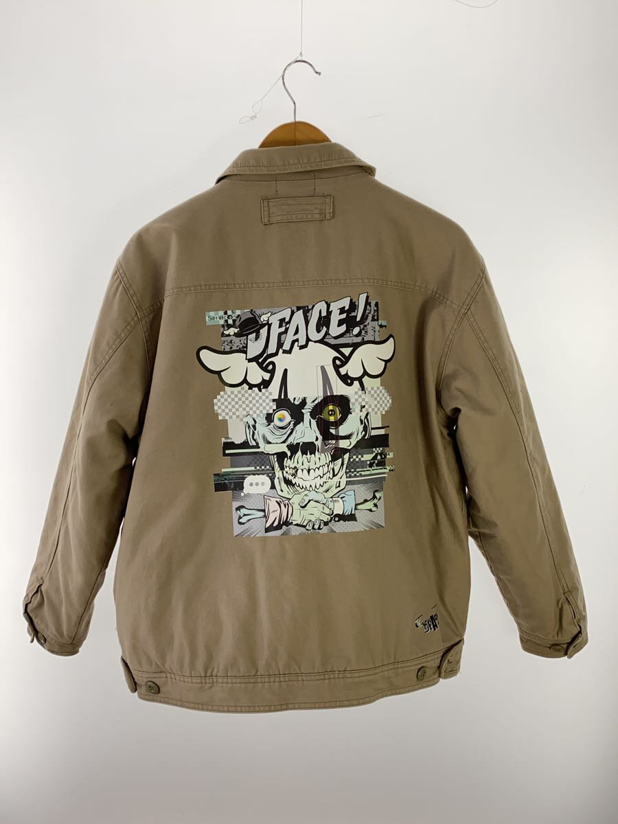 【中古】X-LARGE◆STRIPE SKULL RENDER TACTICAL JACKET/M/コットン/BEG/無地【メンズウェア】