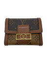 【中古】LOUIS VUITTON◆ポルト・フォイユ・ドーフィーヌ・コンパクト_モノグラム・リバース・キャンバス/PVC/BRW/モノグラム/【服飾雑貨他】
