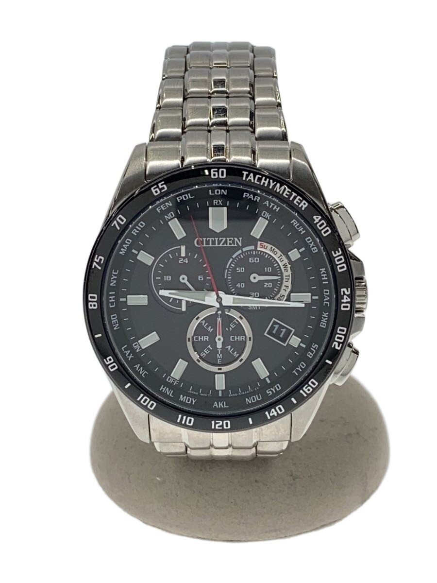 【中古】CITIZEN◆ソーラー腕時計/アナログ/BLK/SLV/E660-S119936//【服飾雑貨他】