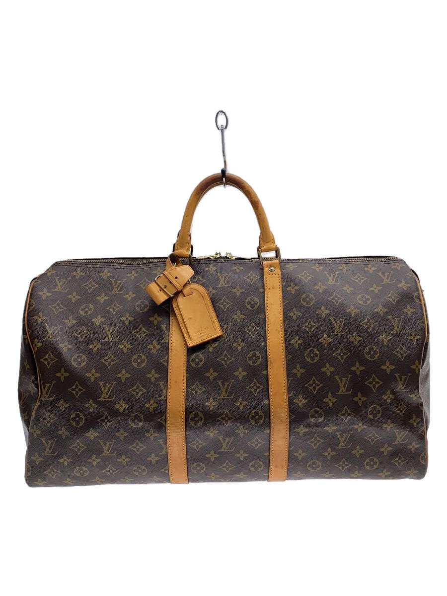 【中古】LOUIS VUITTON◆キーポル・バンドリエール55_モノグラム・キャンバス_BRW/PVC/BRW【バッグ】