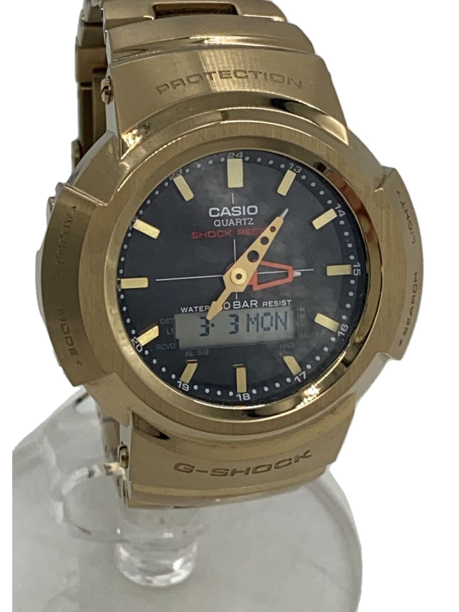【中古】CASIO◆ソーラー腕時計_G-SHOCK/アナログ/--/BLK/GLD【服飾雑貨他】