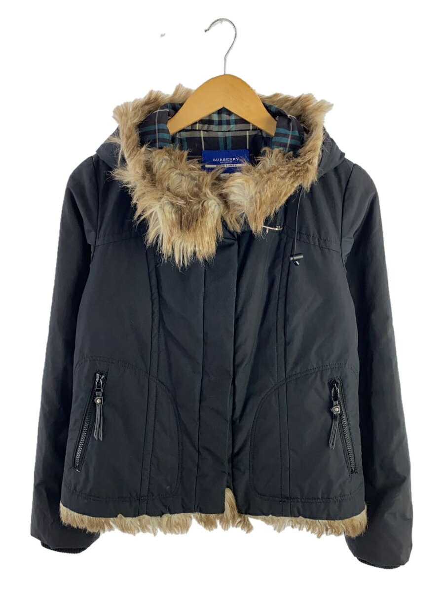 【中古】BURBERRY BLUE LABEL◆ダウンジャケット/38/ポリエステル/BLK/無地/fcf48-592-09【レディースウェア】