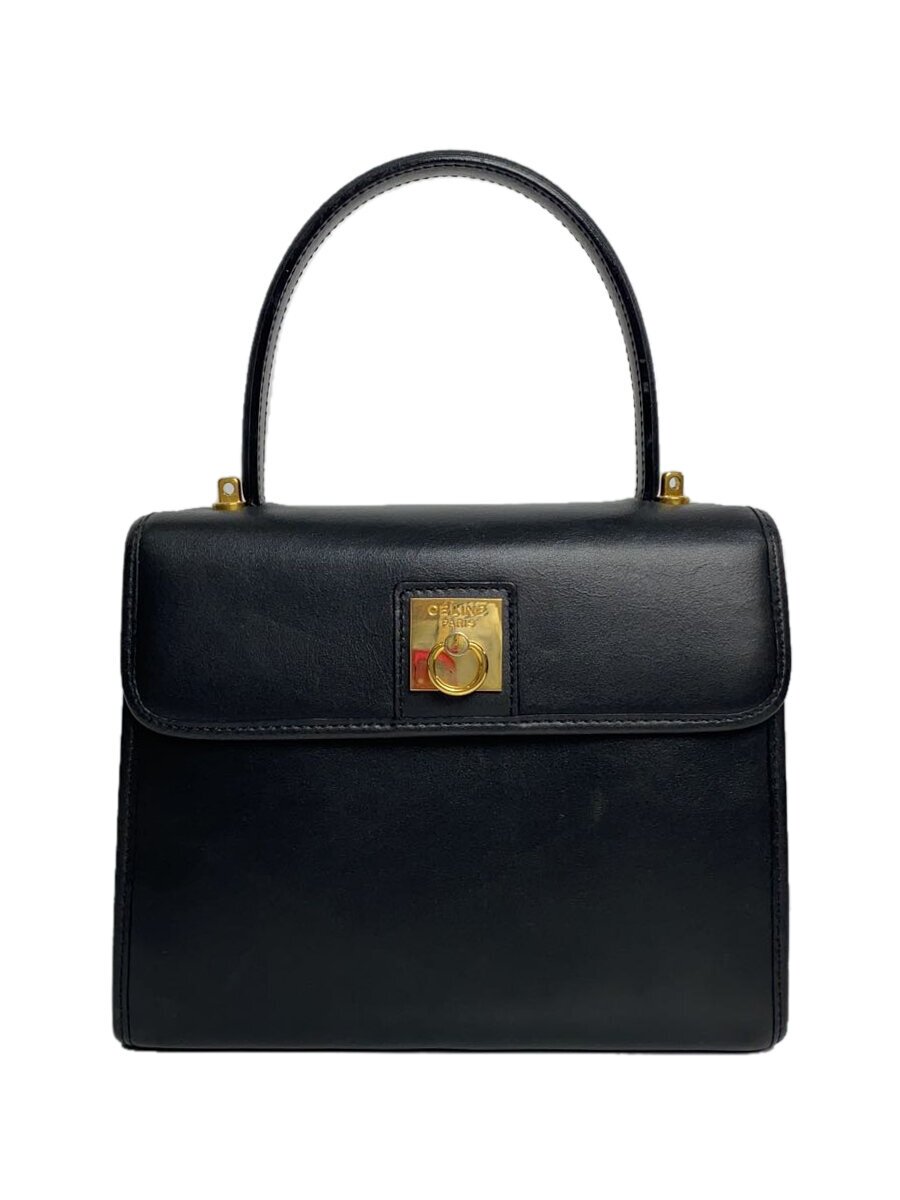 CELINE - 【中古】CELINE◆ハンドバッグ/レザー/BLK/無地【バッグ】