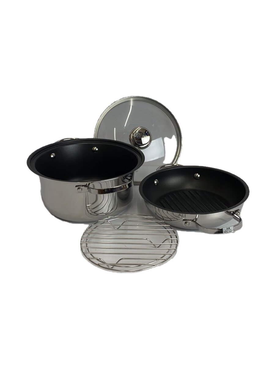 【中古】Meyer◆IH ガス/箱少々汚れ有り/鍋/サイズ:22cm/4点セット/SLV【キッチン用品】