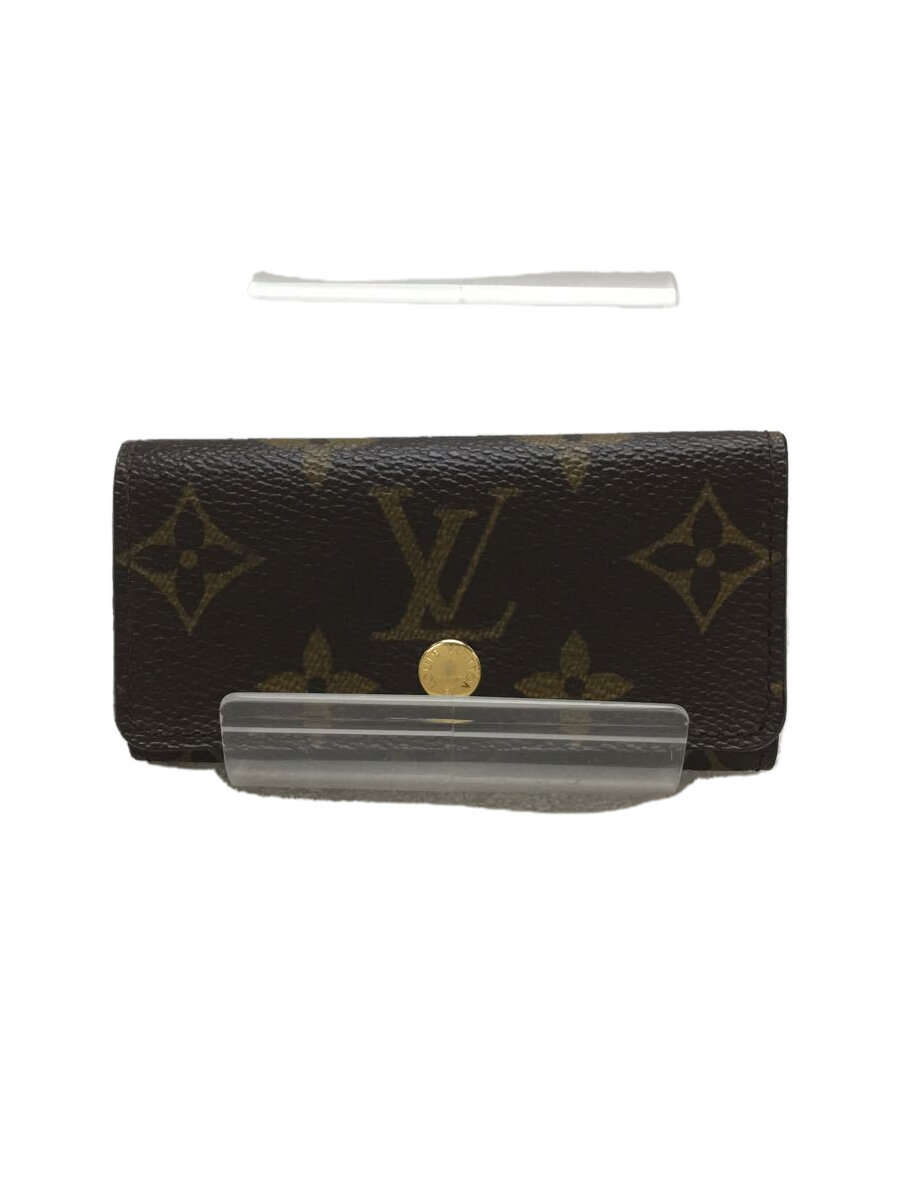 【中古】LOUIS VUITTON◆ミュルティクレ4_モノグラム・キャンバス_BRW/レザー/BRW/レディース//【服飾雑貨他】