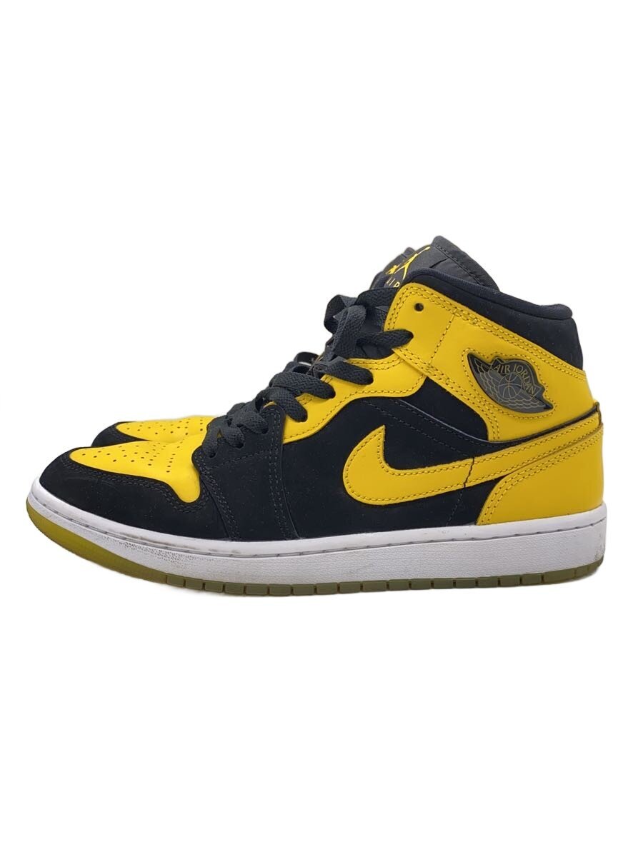 【中古】NIKE◆AIR JORDAN 1 MID SE_エア ジョーダン 1 MID SE/27cm/YLW/レザー【シューズ】