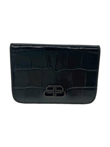 【中古】BALENCIAGA◆クロコ型押し/3つ折り財布/金具スレ有/レザー/BLK/メンズ【服飾雑貨他】 【中古】BALENCIAGA◆クロコ型押し/3つ折り財布/金具スレ有/レザー/BLK/メンズ【服飾雑貨他】