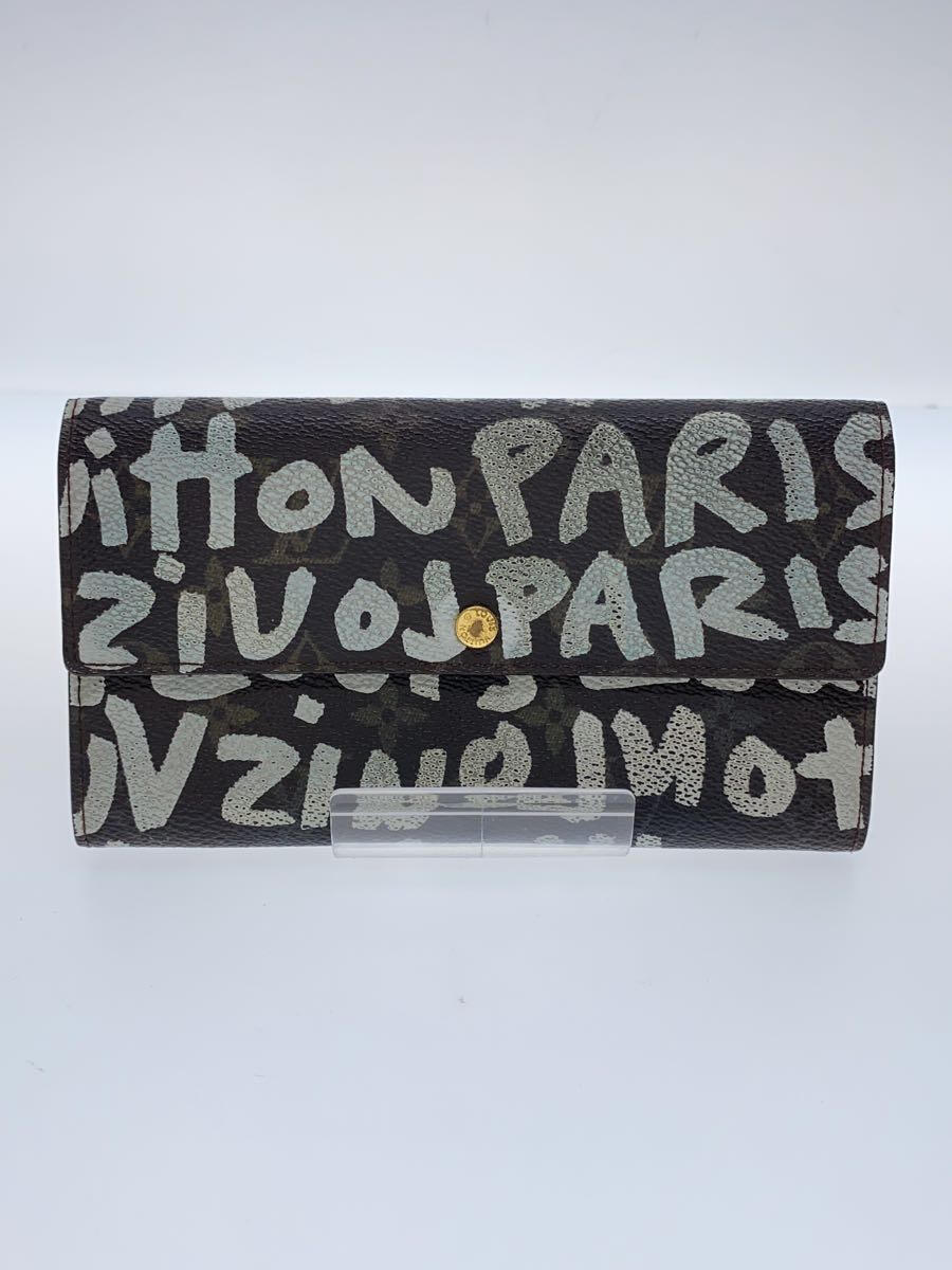 【中古】LOUIS VUITTON◆ポシェット ポルト モネ クレディ_モノグラム グラフィティ_BRW/PVC/BRW/メンズ【服飾雑貨他】