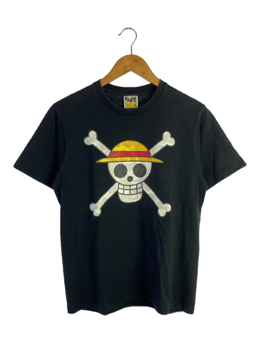 【中古】A BATHING APE◆Tシャツ/M/コットン/BLK/プリント/×ONE PIECE【メンズウェア】