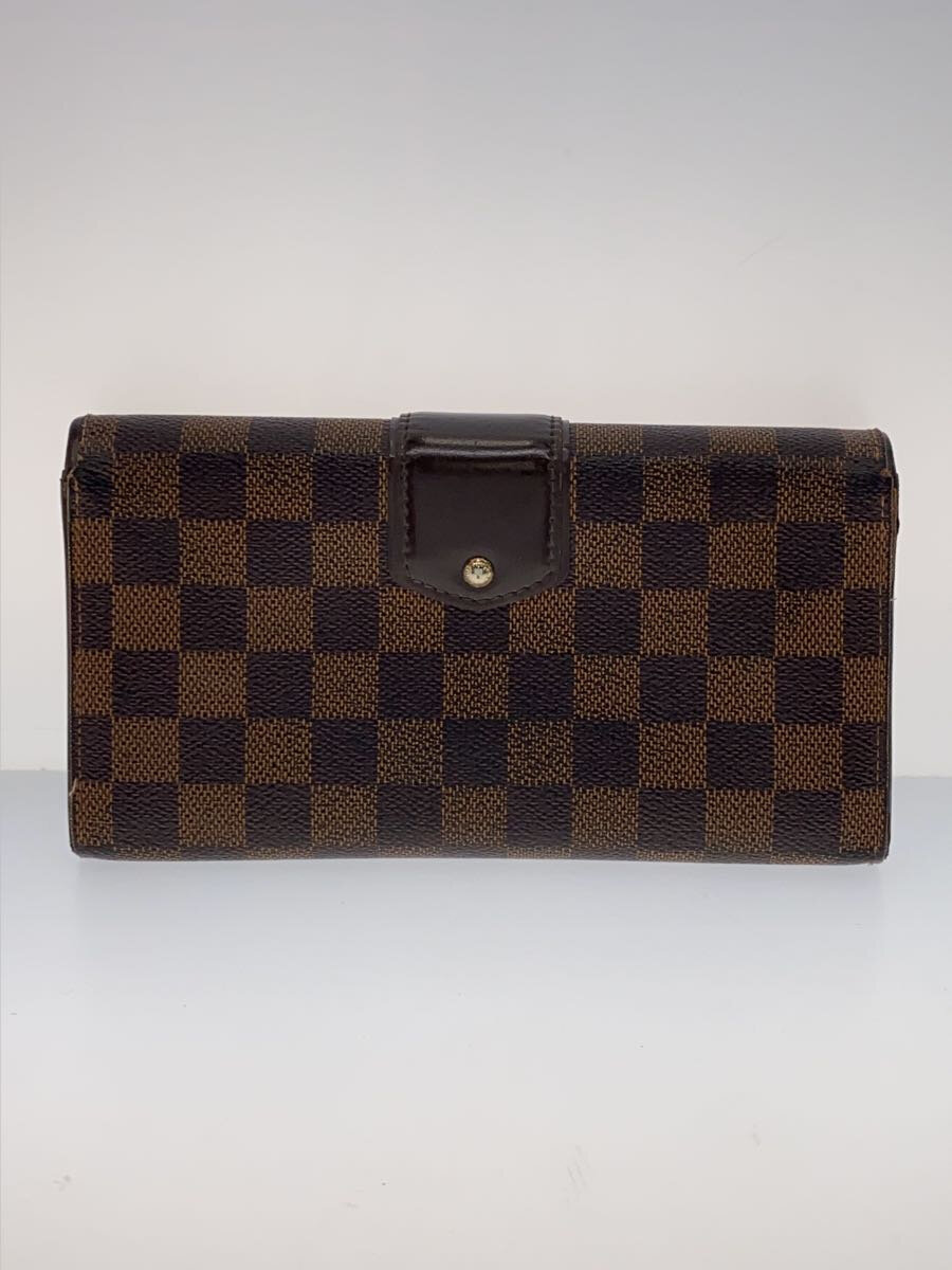 【中古】LOUIS VUITTON◆ポルト・フォイユ・システィナ_ダミエ・エベヌ_BRW/PVC/BRW/レディース【服飾雑貨他】