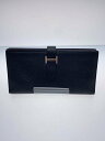 【中古】HERMES◆ベアンスフレ長財布/レザー/BLK/無地/メンズ【服飾雑貨他】