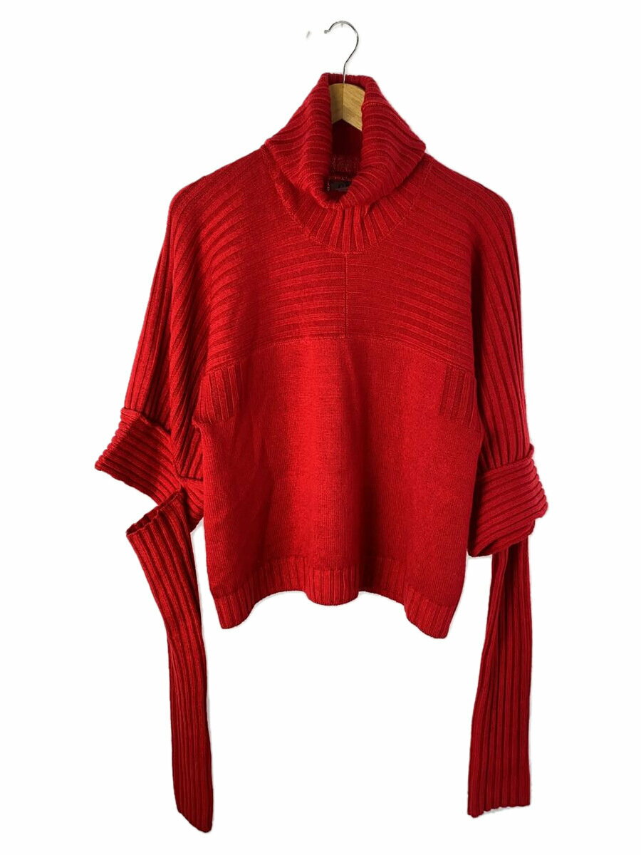 【中古】C.P.COMPANY◆セーター(厚手)/40/ウール/RED/タートルネック/アームカバー【レディースウェア】