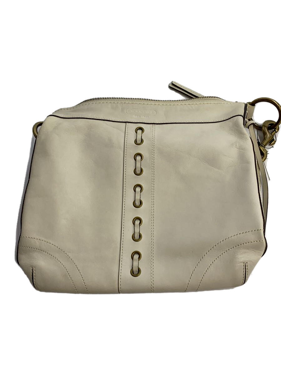 【中古】COACH◆ショルダーバッグ/レザー/WHT【バッグ】