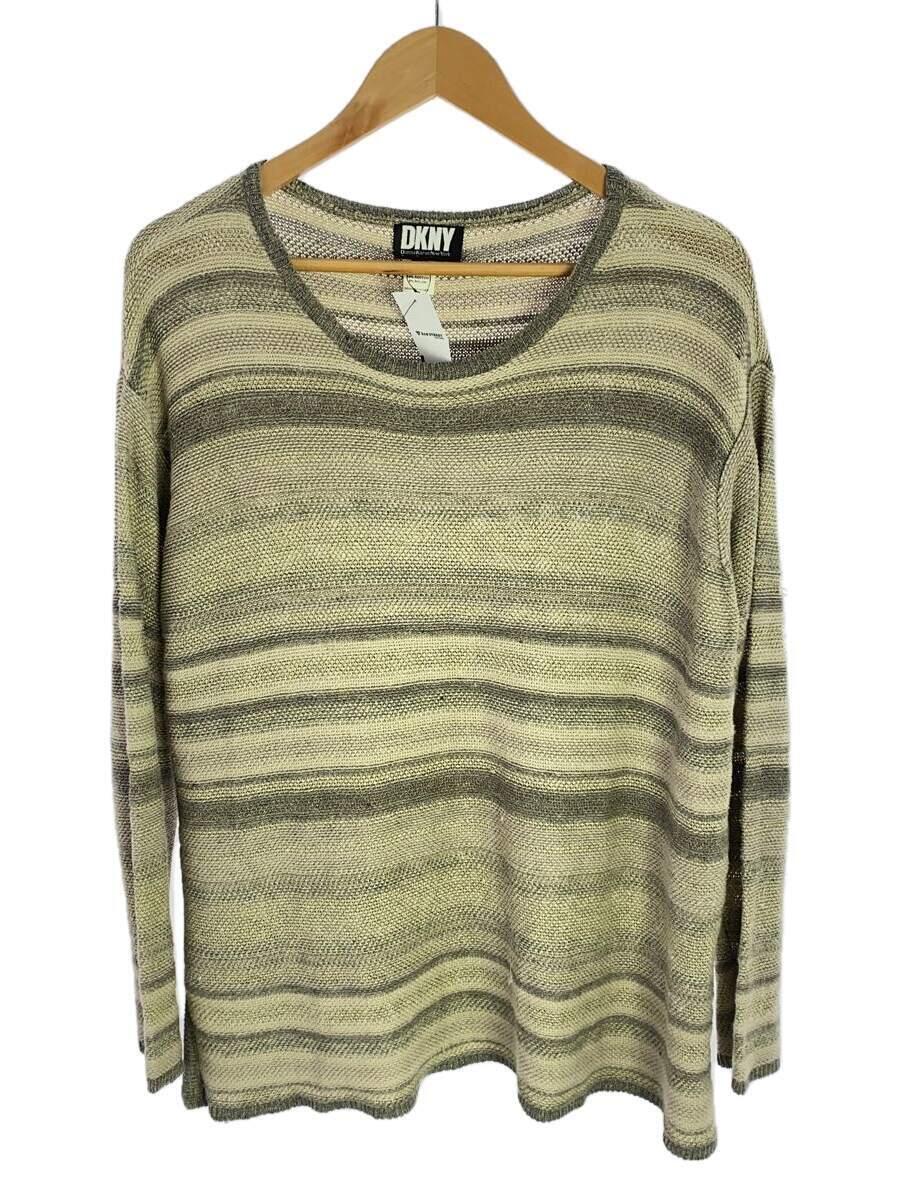 【中古】DKNY(DONNA KARAN NEW YORK)◆90s/USA製/セーター/S/リネン/BEG/ボーダー【メンズウェア】