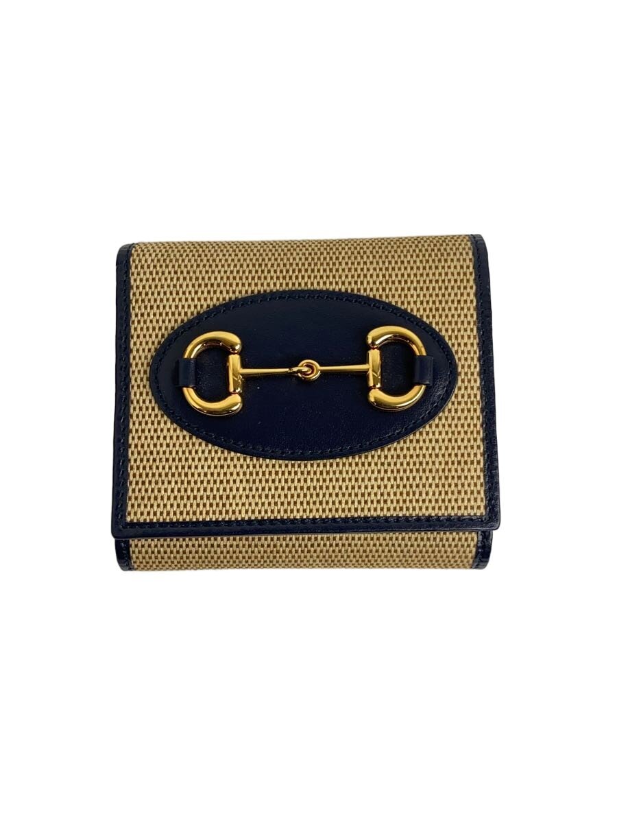 【中古】GUCCI◆2つ折り財布_ホースビット1955/ベージュ/レディース【服飾雑貨他】