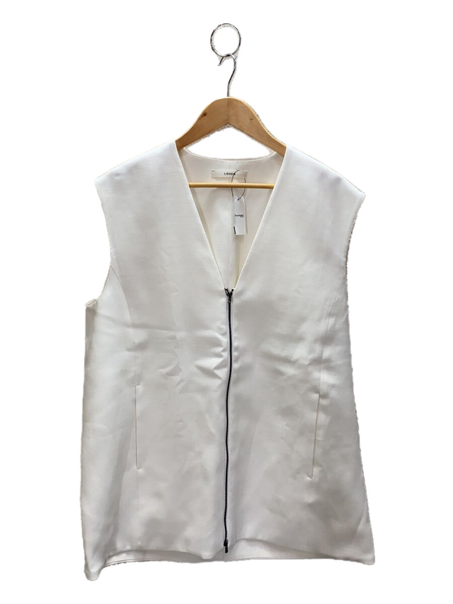 【中古】LOHEN◆ジレベスト/FREE/レーヨン/WHT/無地/LH23SS-JK048/バックタックショートジレ【レディースウェア】