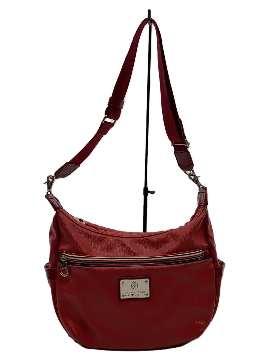 【中古】CASTELBAJAC◆ショルダーバッグ/レザー/RED【バッグ】