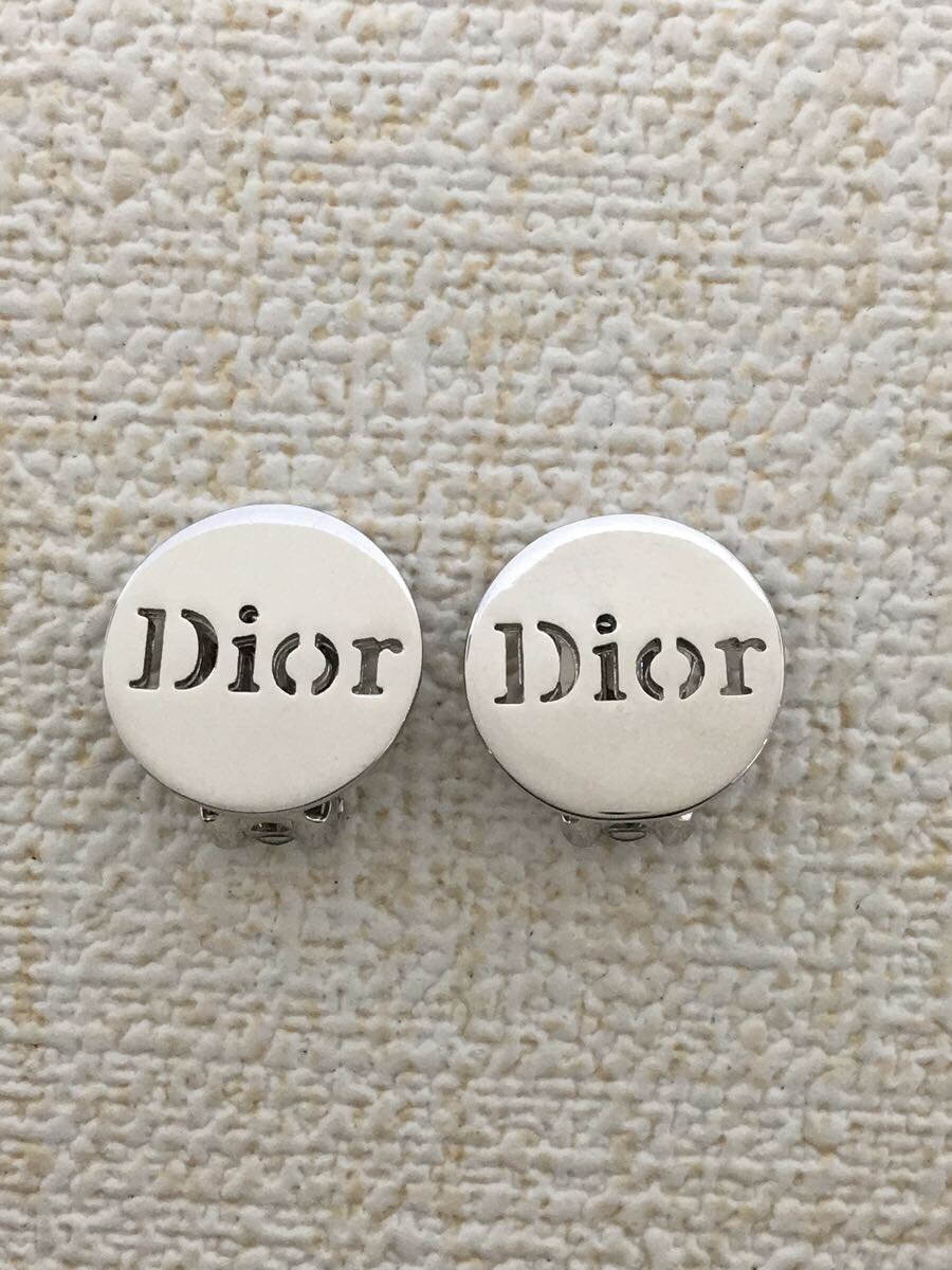 【中古】Christian Dior◆ロゴプレートイヤリング/SLV/レディース【服飾雑貨他】
