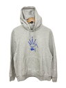 【中古】STUSSY◆Broken Crown hoodie/S/コットン/GRY【メンズウェア】