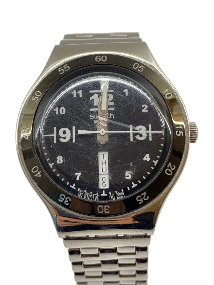 【中古】SWATCH◆腕時計/アナログ/BLK/SLV/SR726SW//【服飾雑貨他】