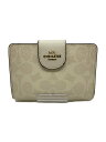 【中古】COACH◆2つ折り財布/PVC/CRM/総柄/レディース【服飾雑貨他】