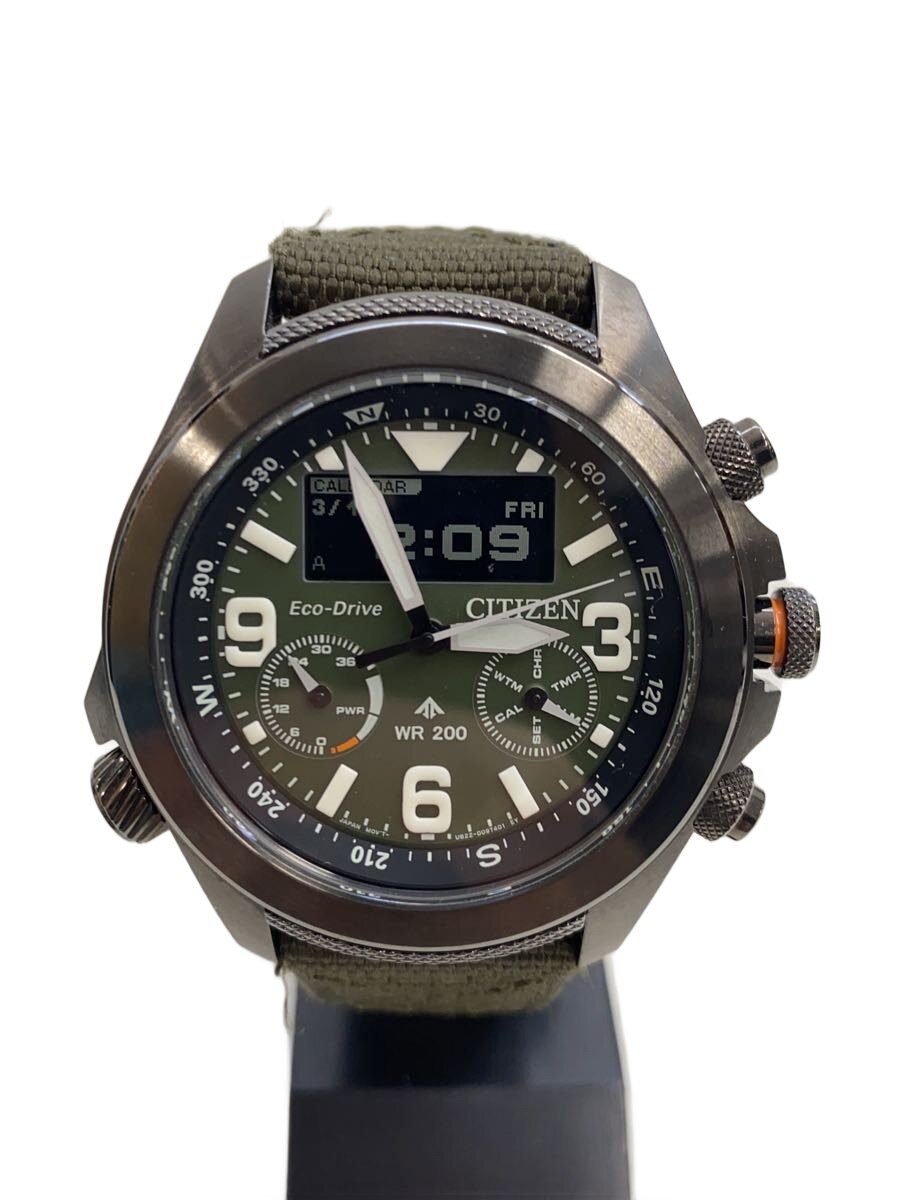【中古】CITIZEN◆ソーラー腕時計/デジアナ/--/KHK/KHK/SS/U822-008MS04【服飾雑貨他】
