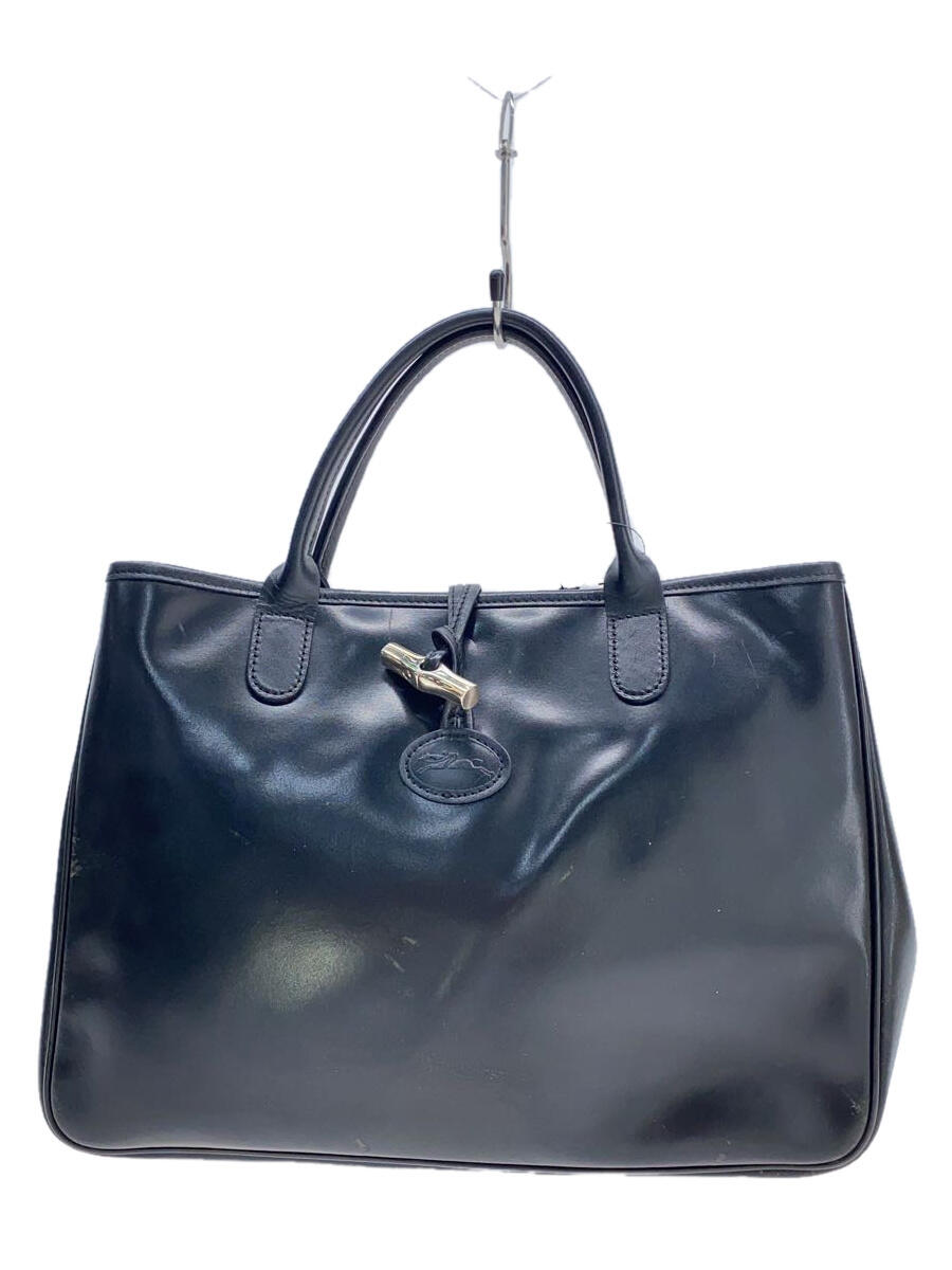 LONGCHAMP◆トートバッグ/レザー/BLK/1686051001//