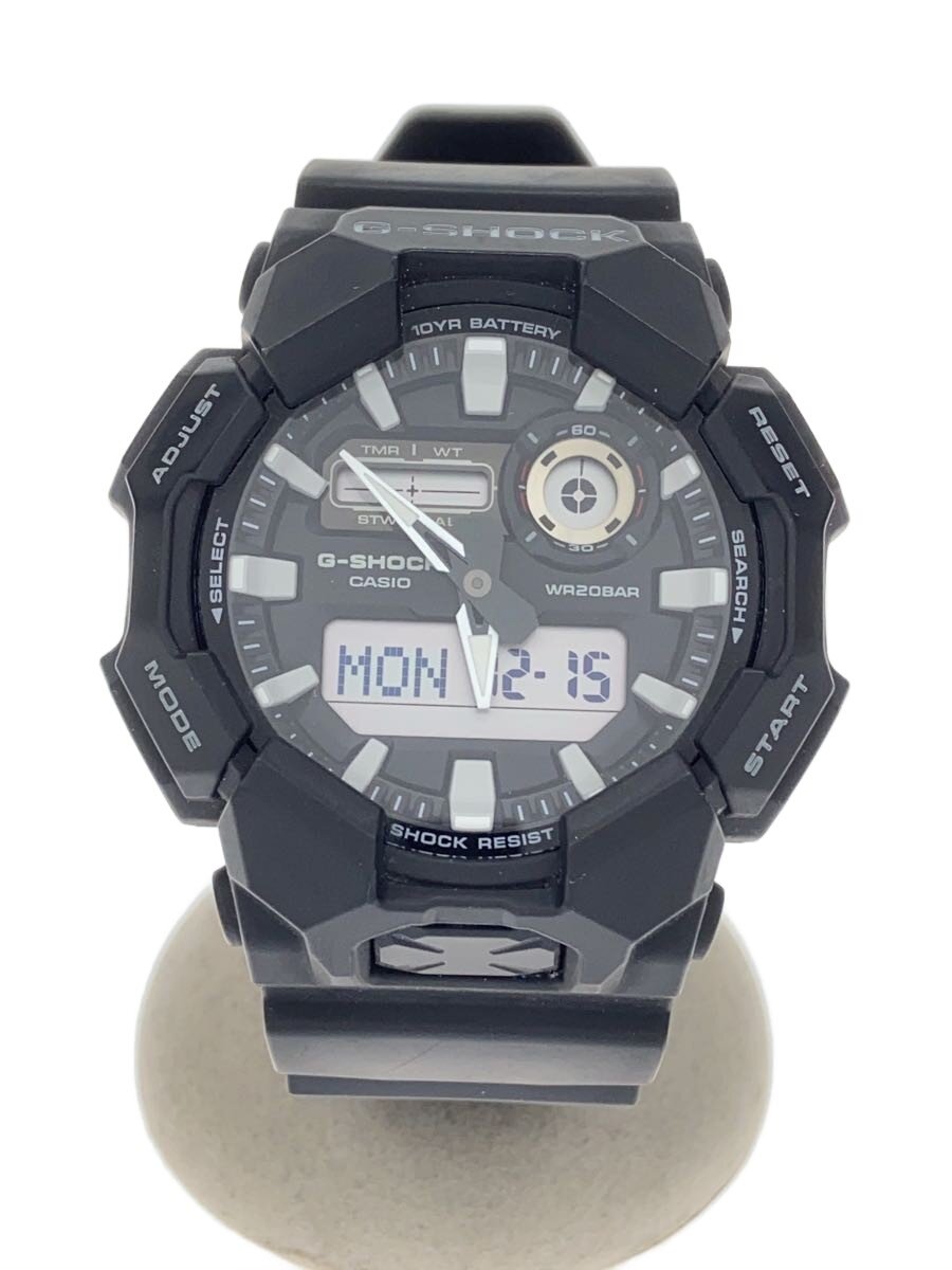 【中古】CASIO◆クォーツ腕時計_G-SHOCK/デジアナ/レザー/GRY/BLK/SS//【服飾雑貨他】