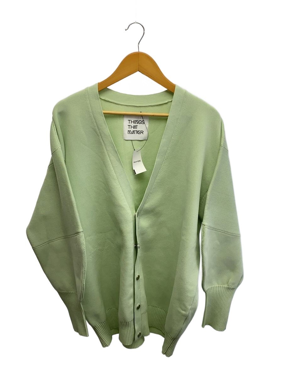 THINGS THAT MATTER◆FRONT SNAP BIG KNIT CARDIGAN/FREE/ポリエステル/GRN/30583TM0255P