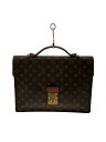 【中古】LOUIS VUITTON◆ポルト・ドキュマン・バンドリエール_モノグラム・キャンバス_BRW/PVC/ブラウン/M53338【バッグ】