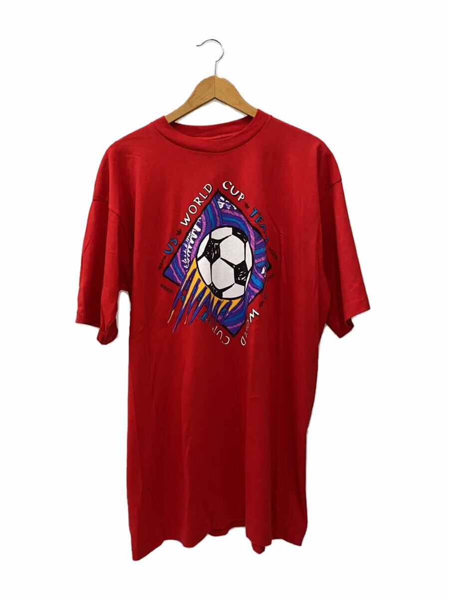 【中古】adidas◆90s/WORLD CUP/XL/コットン/レッド【メンズウェア】