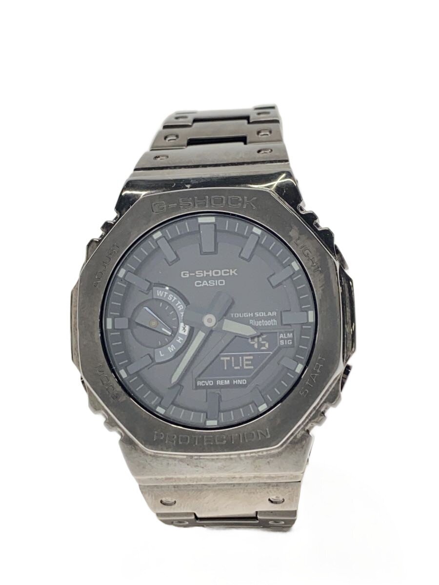 【中古】CASIO◆ソーラー腕時計_G-SHOCK/デジアナ/ステンレス/BLK/BLK【服飾雑貨他】