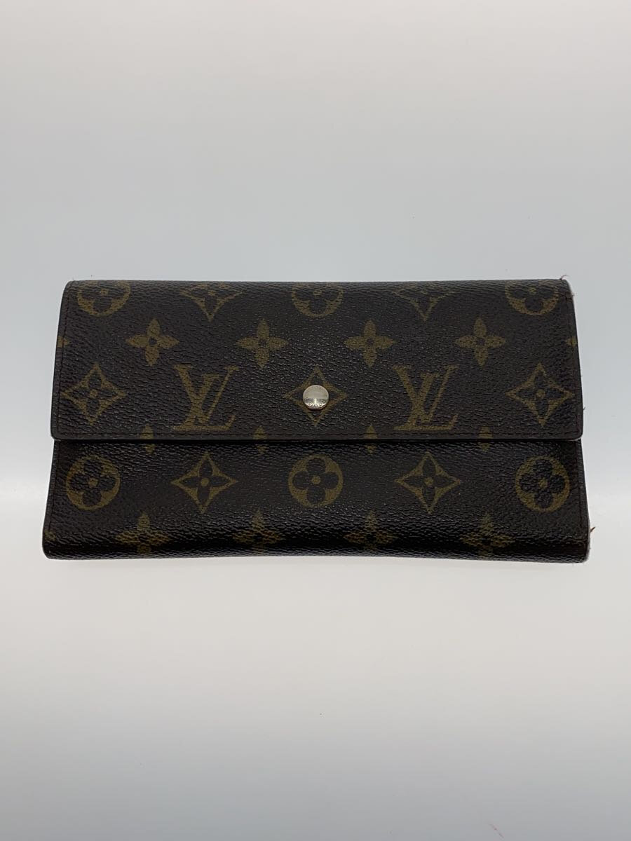 【中古】LOUIS VUITTON◆ポルト・トレゾール・インターナショナル_モノグラム・キャンバス_BRW/PVC/BRW/総柄/レディース【服飾雑貨他】