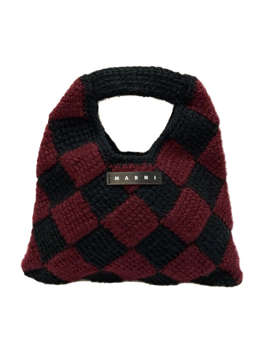 Marni - 【中古】MARNI◆ハンドバッグ/ダイヤモンドクロシェ/かぎ針編み/BRD/チェック【バッグ】