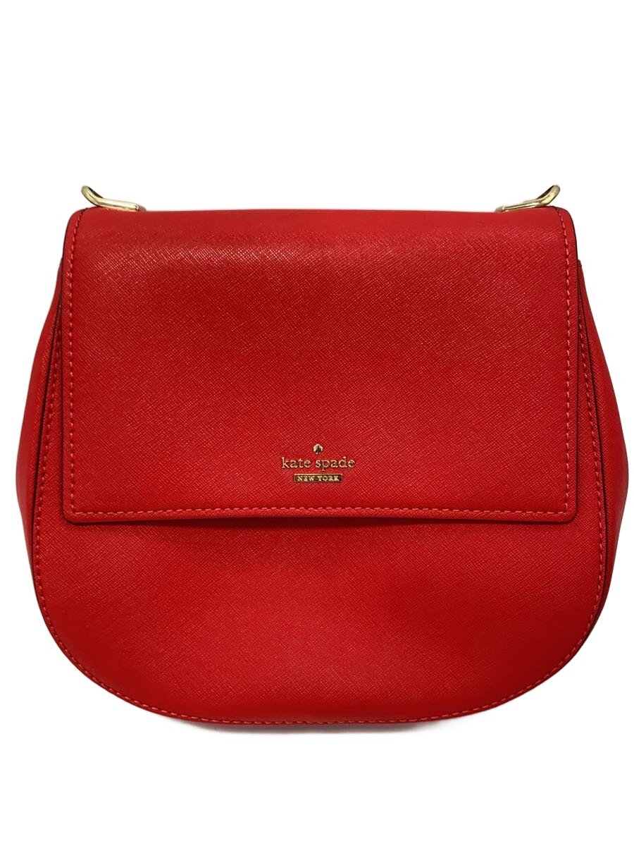 【中古】kate spade new york◆ショルダーバッグ/レザー/RED【バッグ】